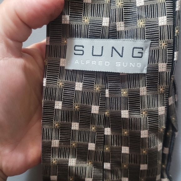 Alfred Sung Brown And Cream Silk Tie - Picture 2 of 5